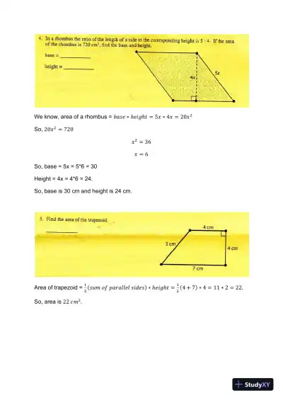 Geometric Calculations And Area/Perimeter Problem Solving - Page 4 preview image