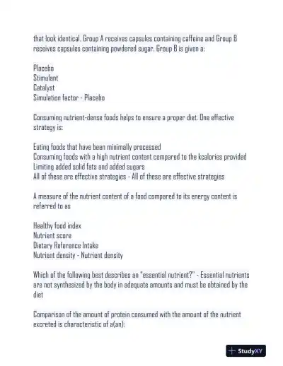 2024 NUSC1165 Nutrition Final Exam Versions With Answers (120 Solved Questions) - Page 3 preview image