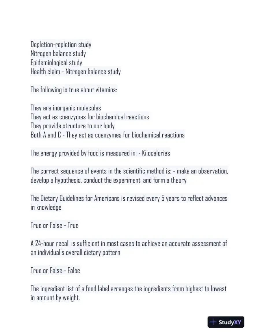 2024 NUSC1165 Nutrition Final Exam Versions With Answers (120 Solved Questions), page 4