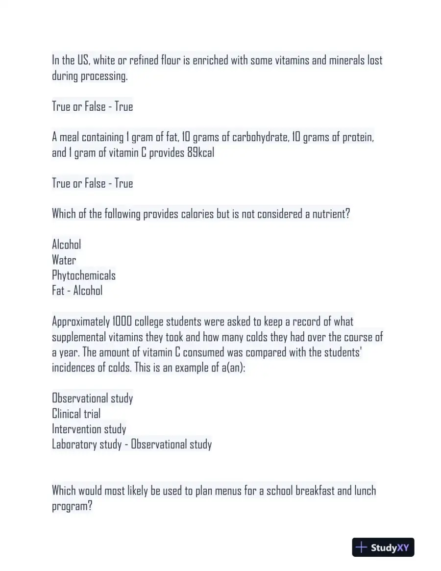 2024 NUSC1165 Nutrition Final Exam Versions With Answers (120 Solved Questions), page 6