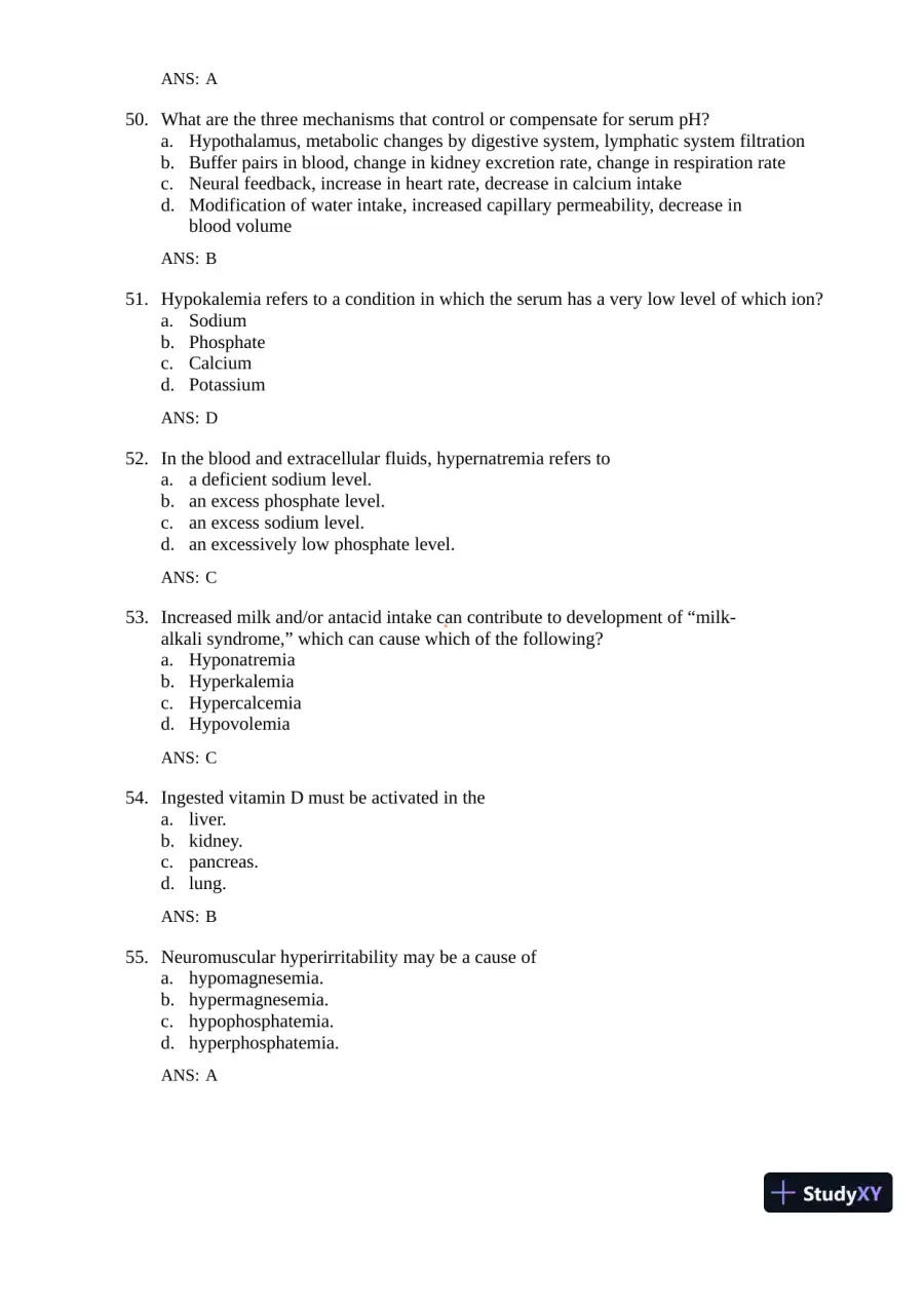 Test Bank for Gould's Pathophysiology for the Health Professions, 7th Edition (Chapters 1-28), page 17
