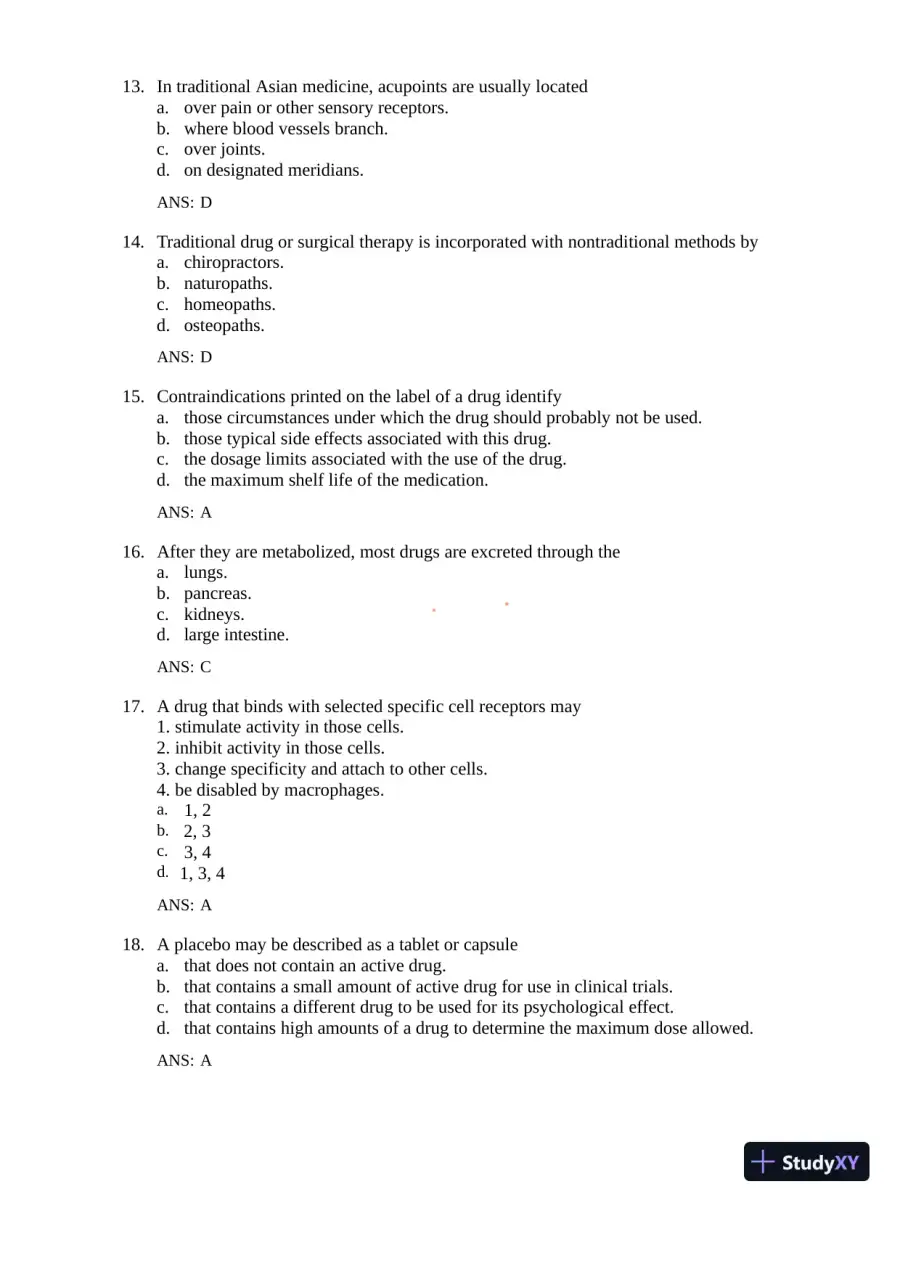 Test Bank for Gould's Pathophysiology for the Health Professions, 7th Edition (Chapters 1-28), page 20