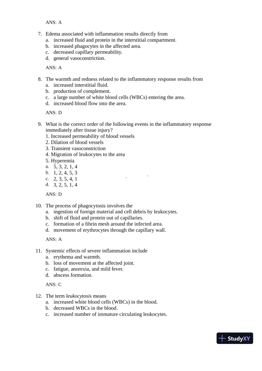 Test Bank for Gould's Pathophysiology for the Health Professions, 7th Edition (Chapters 1-28), page 29