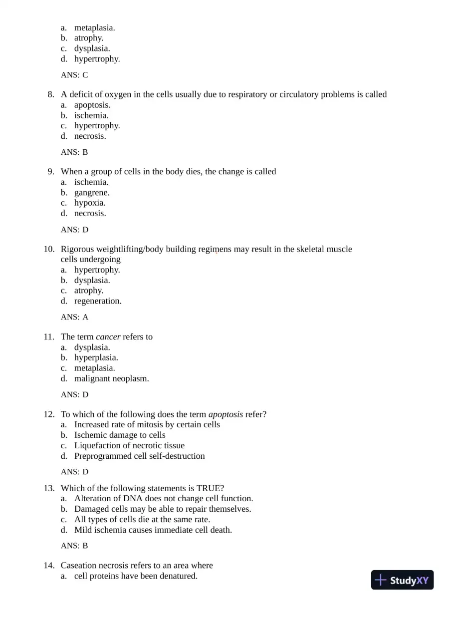 Test Bank for Gould's Pathophysiology for the Health Professions, 7th Edition (Chapters 1-28), page 3