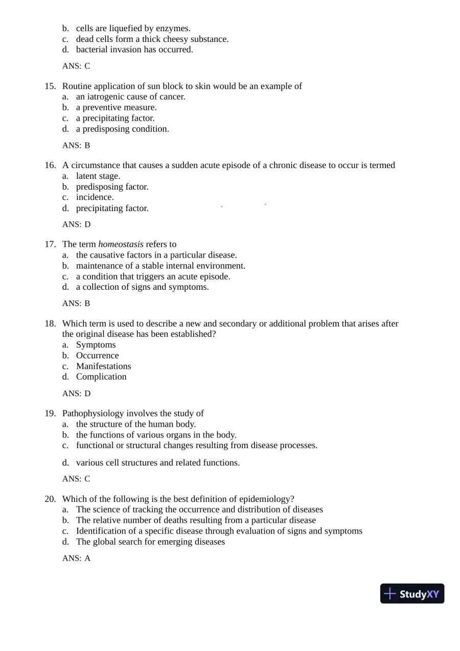 Test Bank for Gould's Pathophysiology for the Health Professions, 7th Edition (Chapters 1-28), page 4