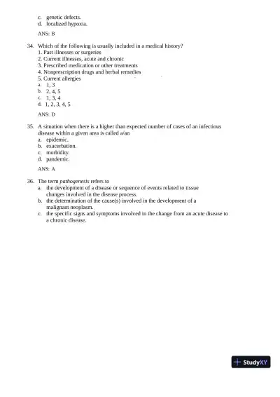 Test Bank for Gould's Pathophysiology for the Health Professions, 7th Edition (Chapters 1-28) - Page 7 preview image
