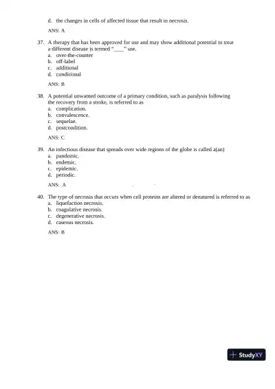 Test Bank for Gould's Pathophysiology for the Health Professions, 7th Edition (Chapters 1-28) - Page 8 preview image
