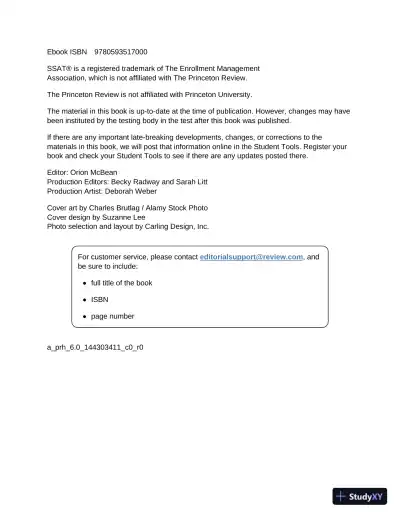 Princeton Review SSAT Prep: 3 Practice Tests + Review and Techniques + Drills (2023) - Page 5 preview image