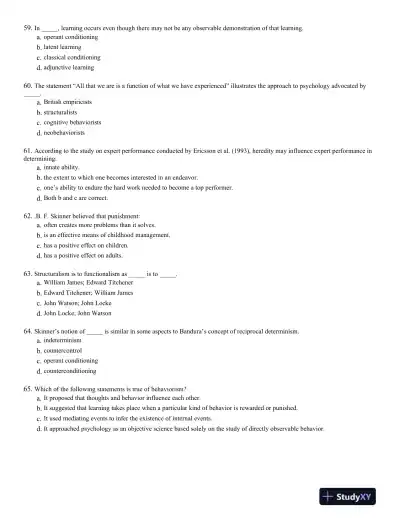 Introduction to Learning and Behavior 5th Edition Test Bank - Page 10 preview image