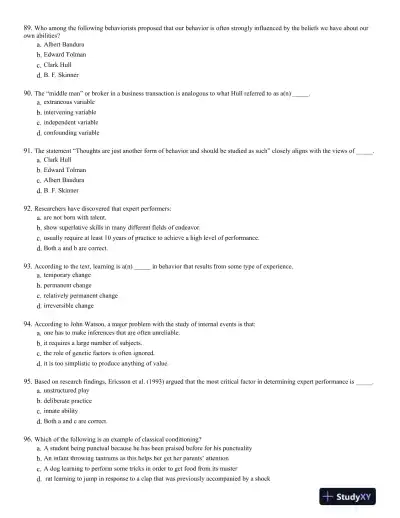 Introduction to Learning and Behavior 5th Edition Test Bank - Page 14 preview image