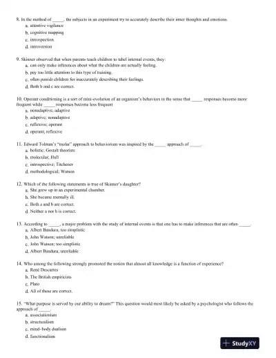 Introduction to Learning and Behavior 5th Edition Test Bank - Page 3 preview image