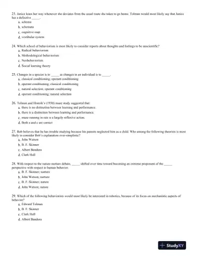 Introduction to Learning and Behavior 5th Edition Test Bank - Page 5 preview image