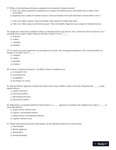 Introduction to Learning and Behavior 5th Edition Test Bank - Page 7 preview image