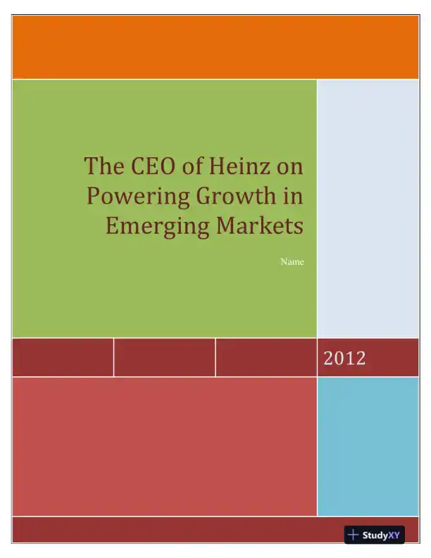 The CEO of Heinz on Powering Growth in Emerging Markets - Page 1 preview image