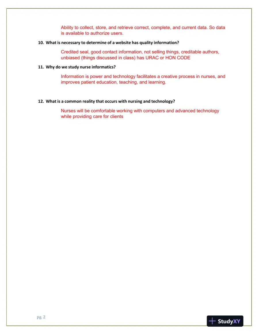 2023-2024 NR599 MIS Midterm Sample Exam With Answers (85 Solved Questions), page 3