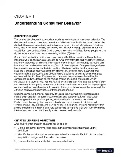 Test Bank For Consumer Behavior, 6th Edition - Page 1 preview image