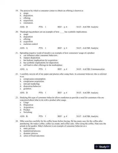 Test Bank For Consumer Behavior, 6th Edition - Page 14 preview image