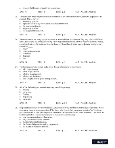 Test Bank For Consumer Behavior, 6th Edition - Page 15 preview image