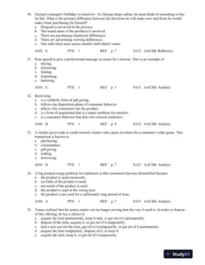 Test Bank For Consumer Behavior, 6th Edition - Page 16 preview image