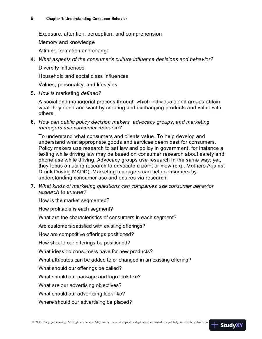 Test Bank For Consumer Behavior, 6th Edition, page 7