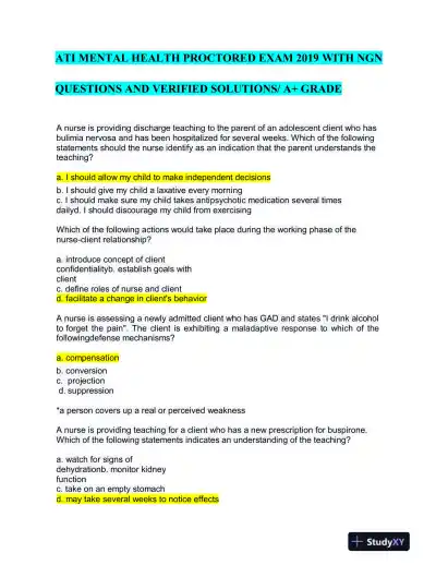 2023 ATI RN Practice Exam with Answers (21 Solved Questions) - Page 1 preview image