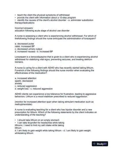 2023 ATI RN Practice Exam with Answers (21 Solved Questions) - Page 7 preview image