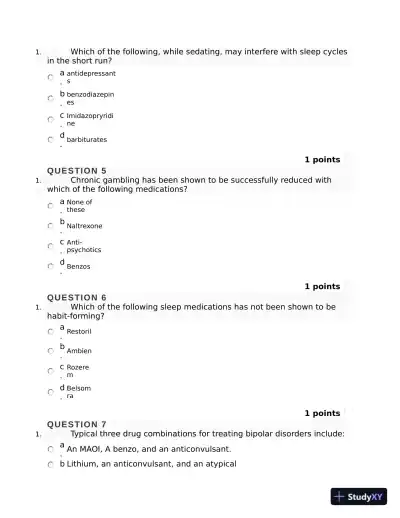 Pharmacology Final Exam with Answers (50 Solved Questions) - Page 3 preview image