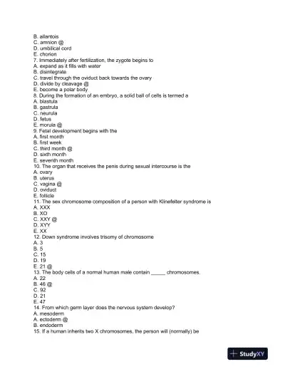 BIO 101 � Human Biology Final Exam - Page 3 preview image
