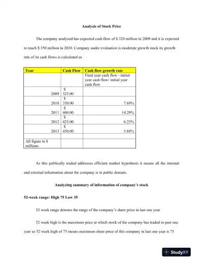 Stock Valuation and Financial Analysis of a Moderately Growing Company - Page 1 preview image