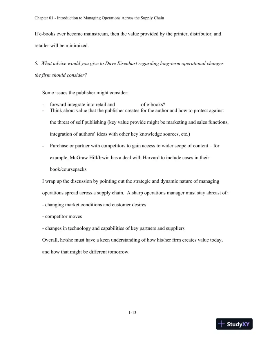 Managing Operations Across the Supply Chain 3rd Edition Solution Manual, page 14