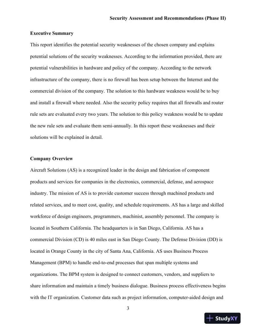 SE571 Principles of Information Security and Privacy Security Assessment and Recommendations (Phase II), page 4