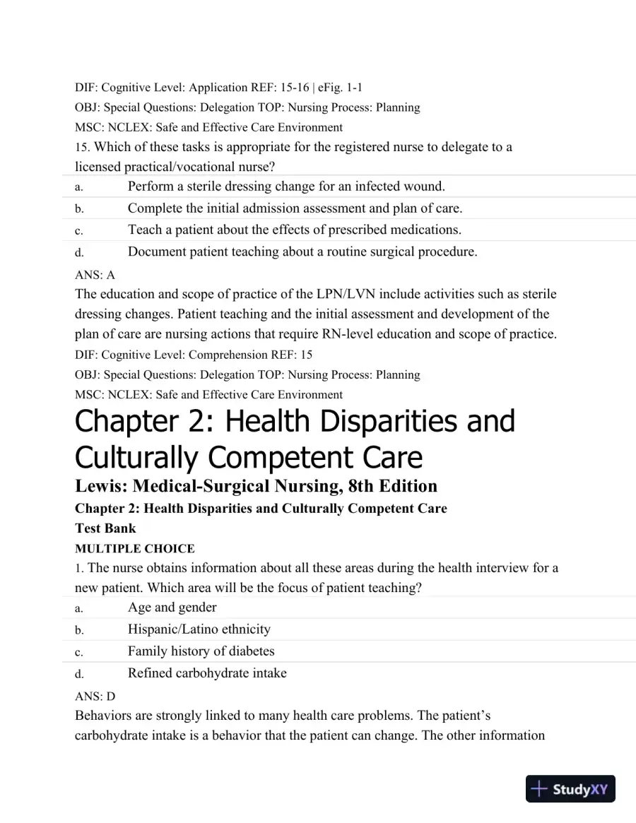 Test Bank For Medical-Surgical Nursing: Assessment And Management Of Clinical Problems, 8th Edition, page 8