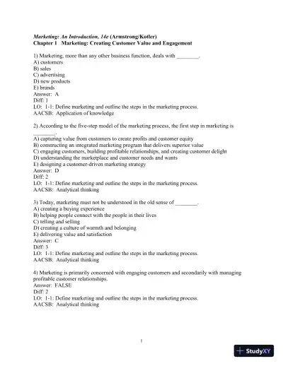 Test Bank for Marketing: An Introduction, 14th Edition - Page 1 preview image