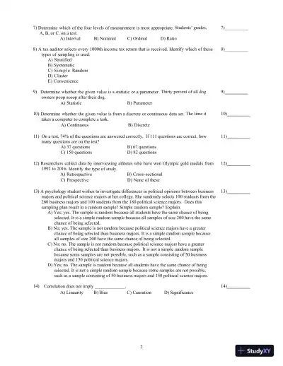 Elementary Statistics Using Excel, 6th Edition Test Bank - Page 6 preview image