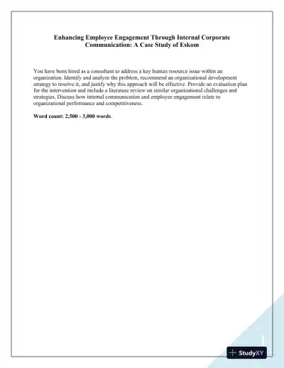 Enhancing Employee Engagement Through Internal Corporate Communication: A Case Study of Eskom - Page 1 preview image