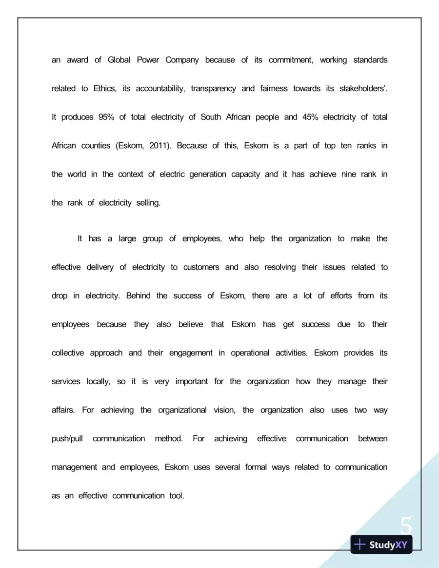 Enhancing Employee Engagement Through Internal Corporate Communication: A Case Study of Eskom, page 6