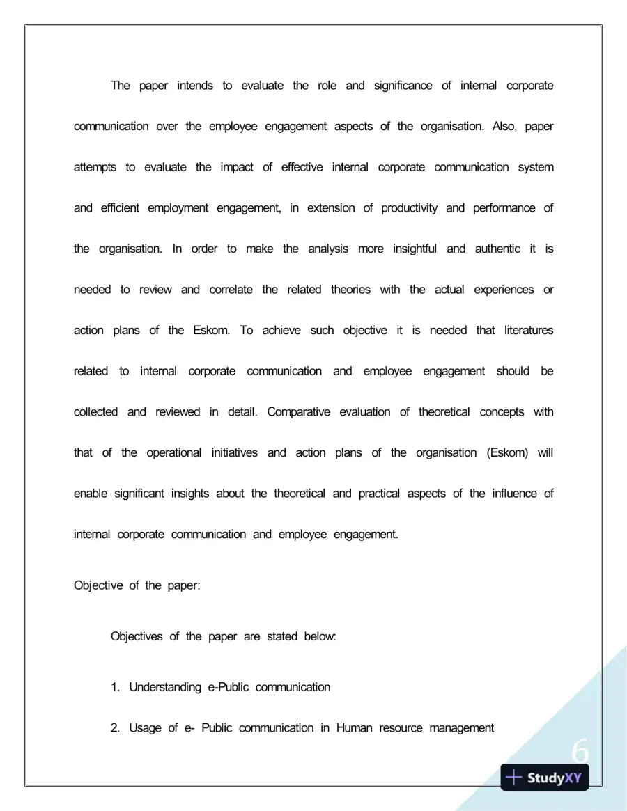 Enhancing Employee Engagement Through Internal Corporate Communication: A Case Study of Eskom, page 7