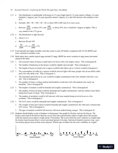 Solution Manual for Essential Statistics, 3rd Edition - Page 14 preview image