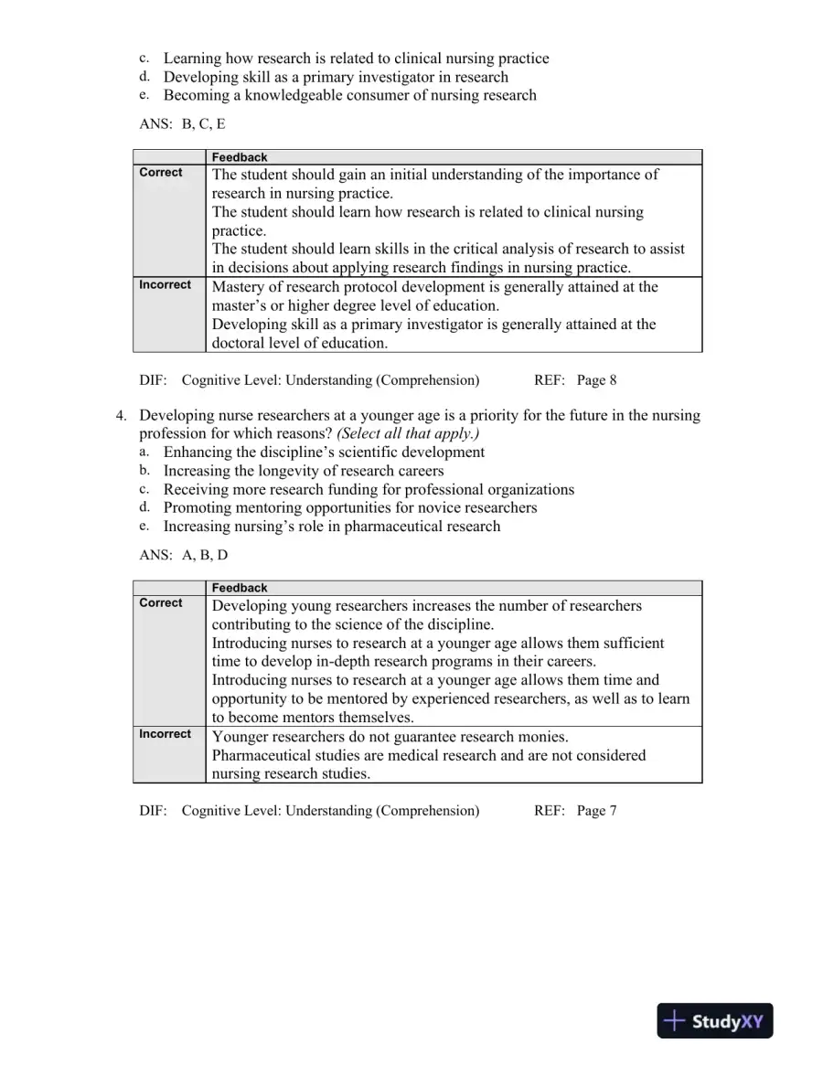 Nursing Research: Methods And Critical Appraisal For Evidence-Based Practice, 8th Edition Test Bank, page 11