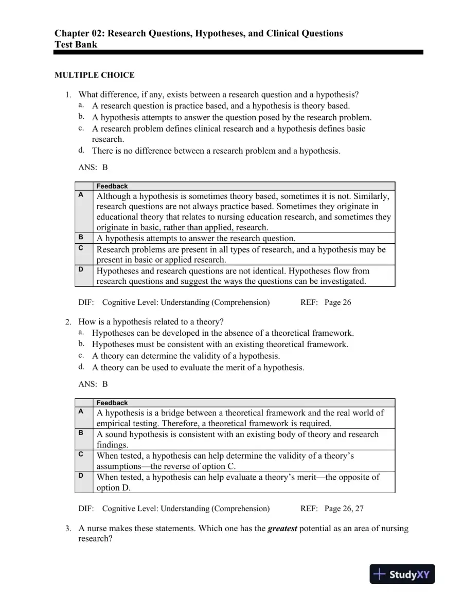 Nursing Research: Methods And Critical Appraisal For Evidence-Based Practice, 8th Edition Test Bank, page 12