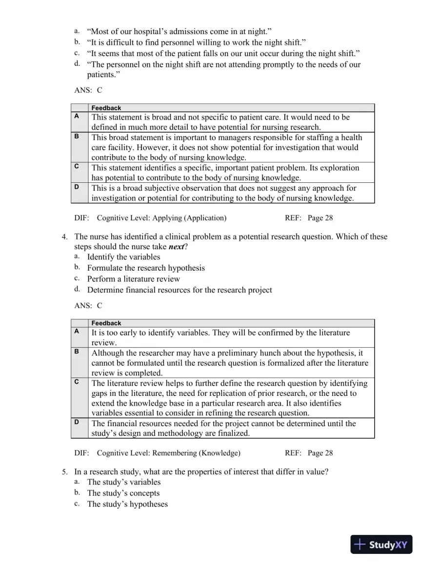 Nursing Research: Methods And Critical Appraisal For Evidence-Based Practice, 8th Edition Test Bank, page 13