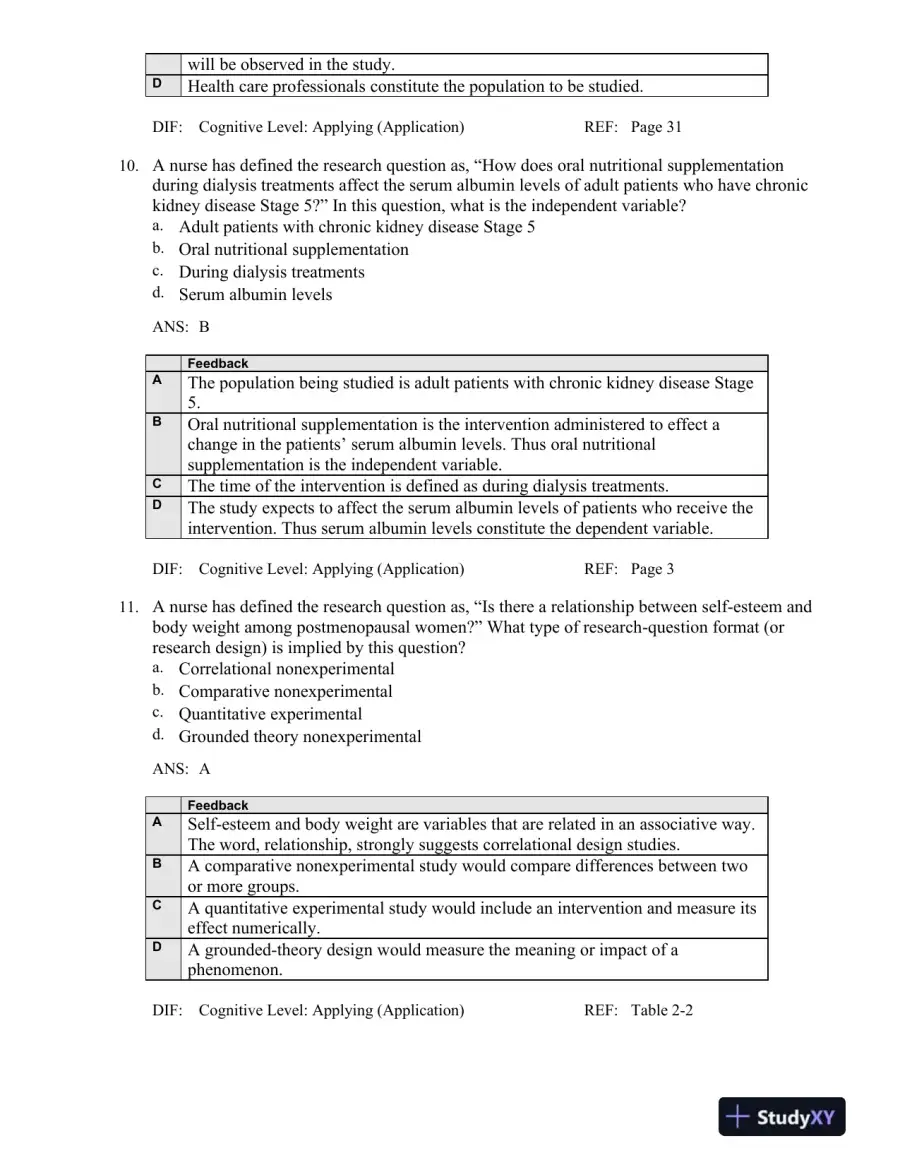 Nursing Research: Methods And Critical Appraisal For Evidence-Based Practice, 8th Edition Test Bank, page 16