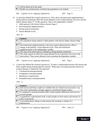 Nursing Research: Methods And Critical Appraisal For Evidence-Based Practice, 8th Edition Test Bank - Page 16 preview image