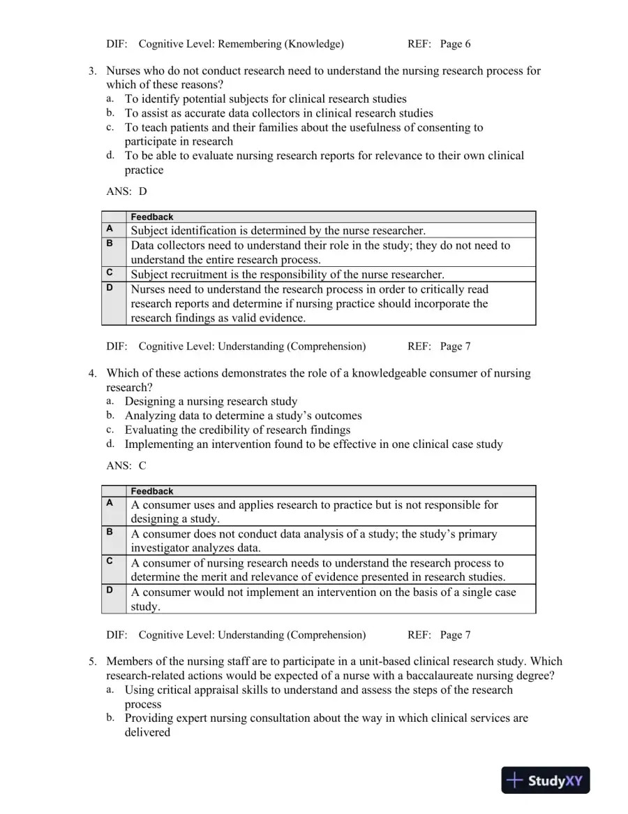 Nursing Research: Methods And Critical Appraisal For Evidence-Based Practice, 8th Edition Test Bank, page 3