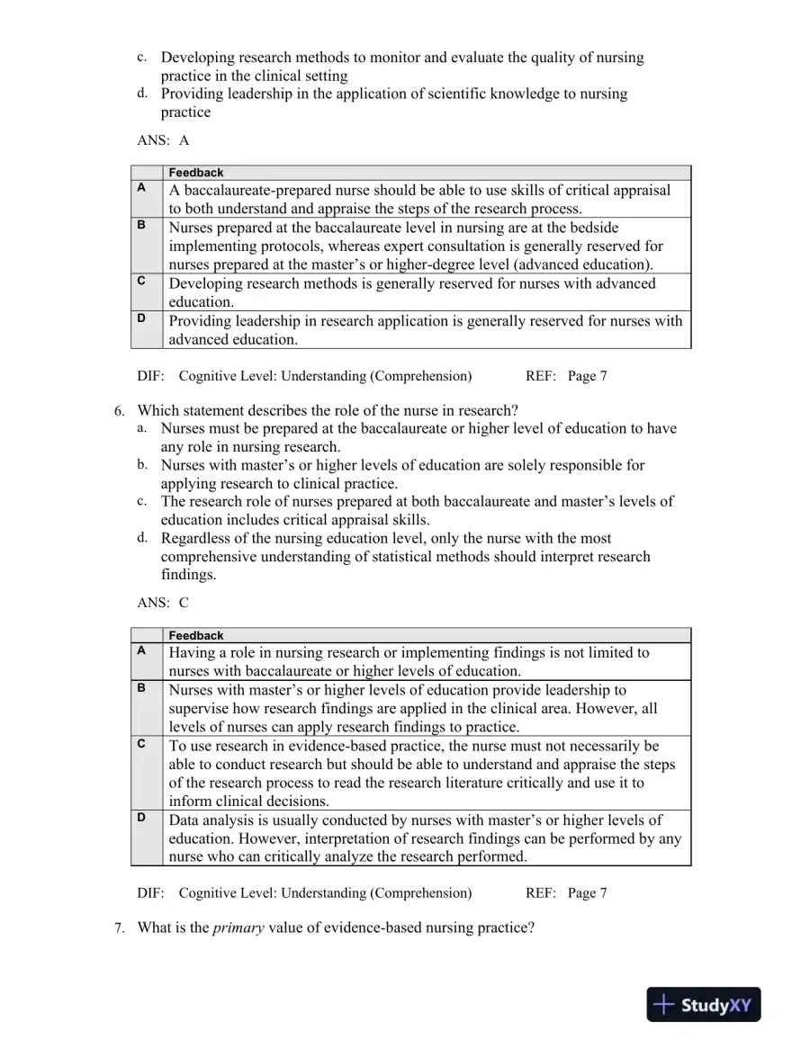 Nursing Research: Methods And Critical Appraisal For Evidence-Based Practice, 8th Edition Test Bank, page 4