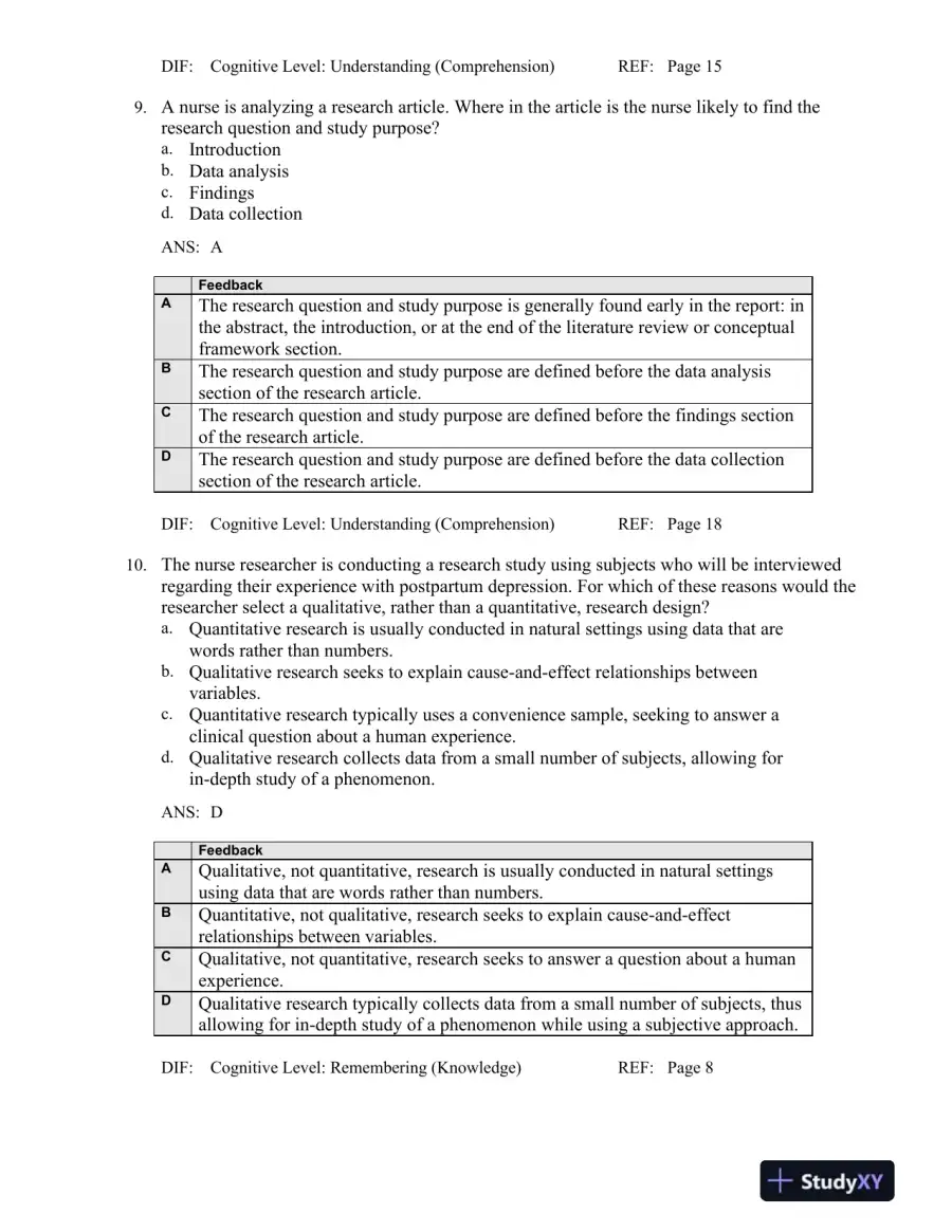 Nursing Research: Methods And Critical Appraisal For Evidence-Based Practice, 8th Edition Test Bank, page 6