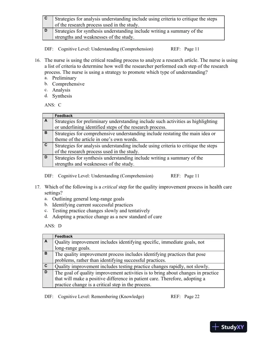 Nursing Research: Methods And Critical Appraisal For Evidence-Based Practice, 8th Edition Test Bank, page 9