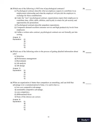 Human Resource Management -, Fourth Canadian Edition Test Bank - Page 11 preview image