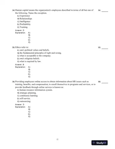 Human Resource Management -, Fourth Canadian Edition Test Bank - Page 13 preview image