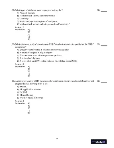 Human Resource Management -, Fourth Canadian Edition Test Bank - Page 14 preview image